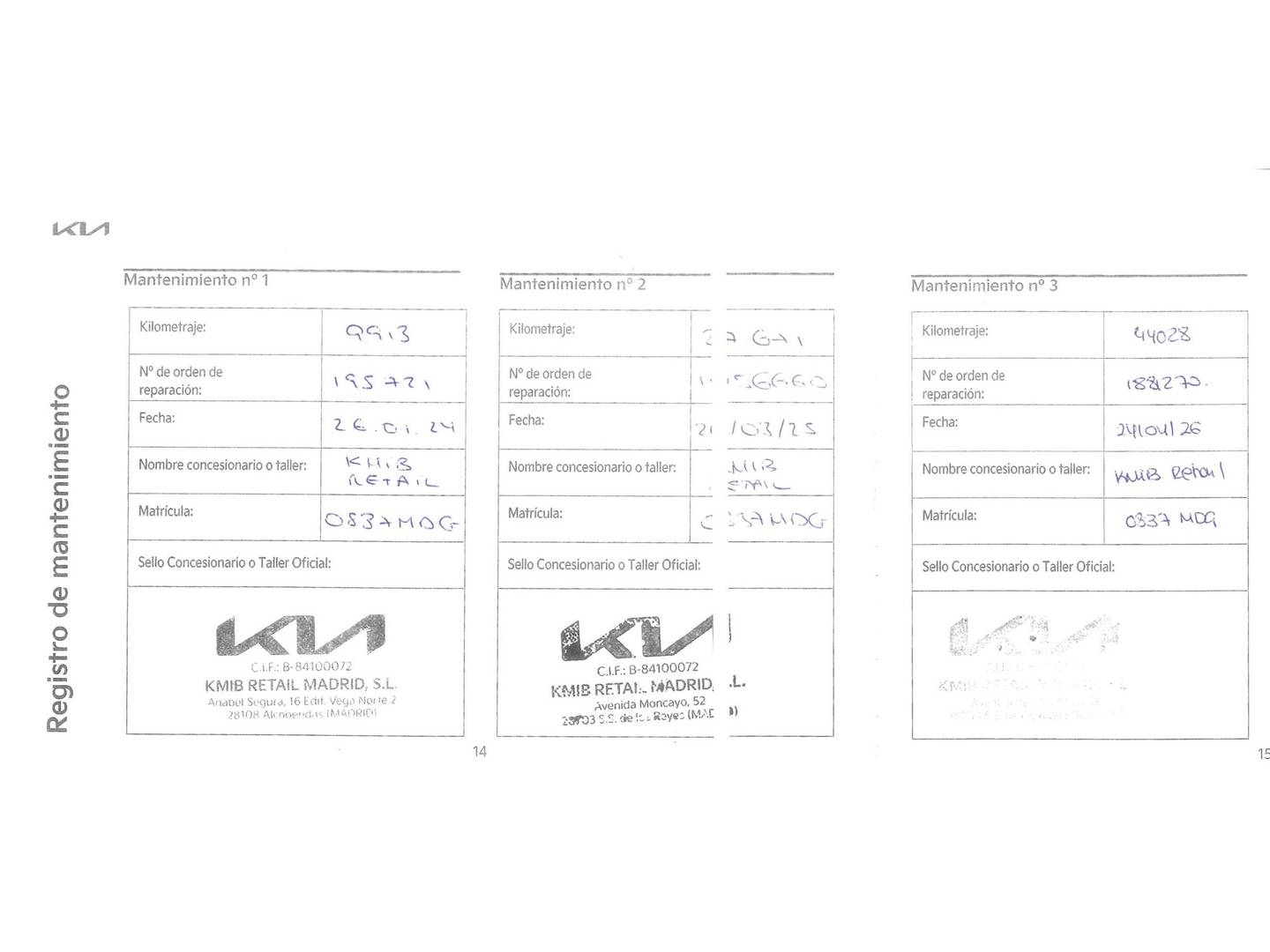 Foto del mantenimiento del KIA Ceed Tourer KIA Ceed Tourer 1.0 T-GDi Tech (120 CV)