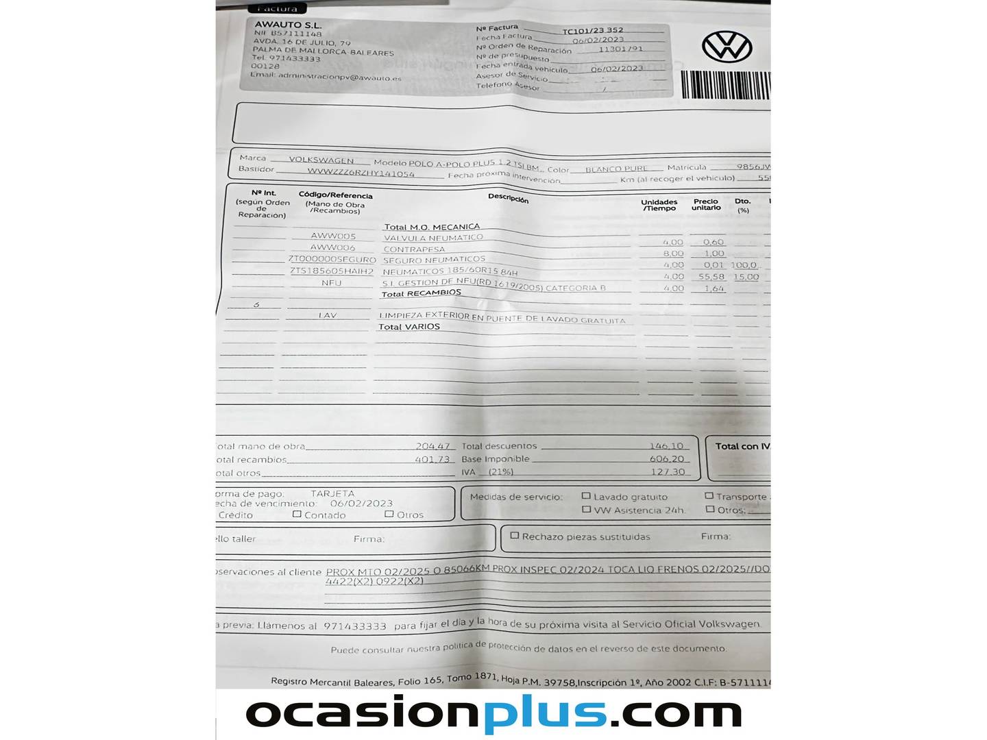 Foto del mantenimiento del Volkswagen Polo Volkswagen Polo A-Polo Plus 1.2 TSI BMT (90 CV)