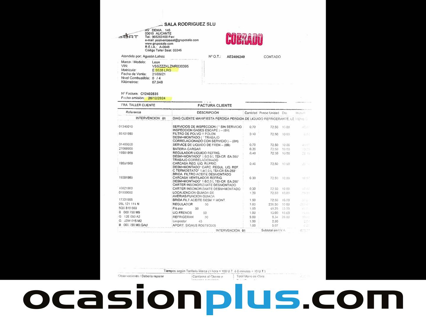 Foto del mantenimiento del Seat León SEAT León 2.0 TDI S&S FR Go XL DSG  (150 CV)