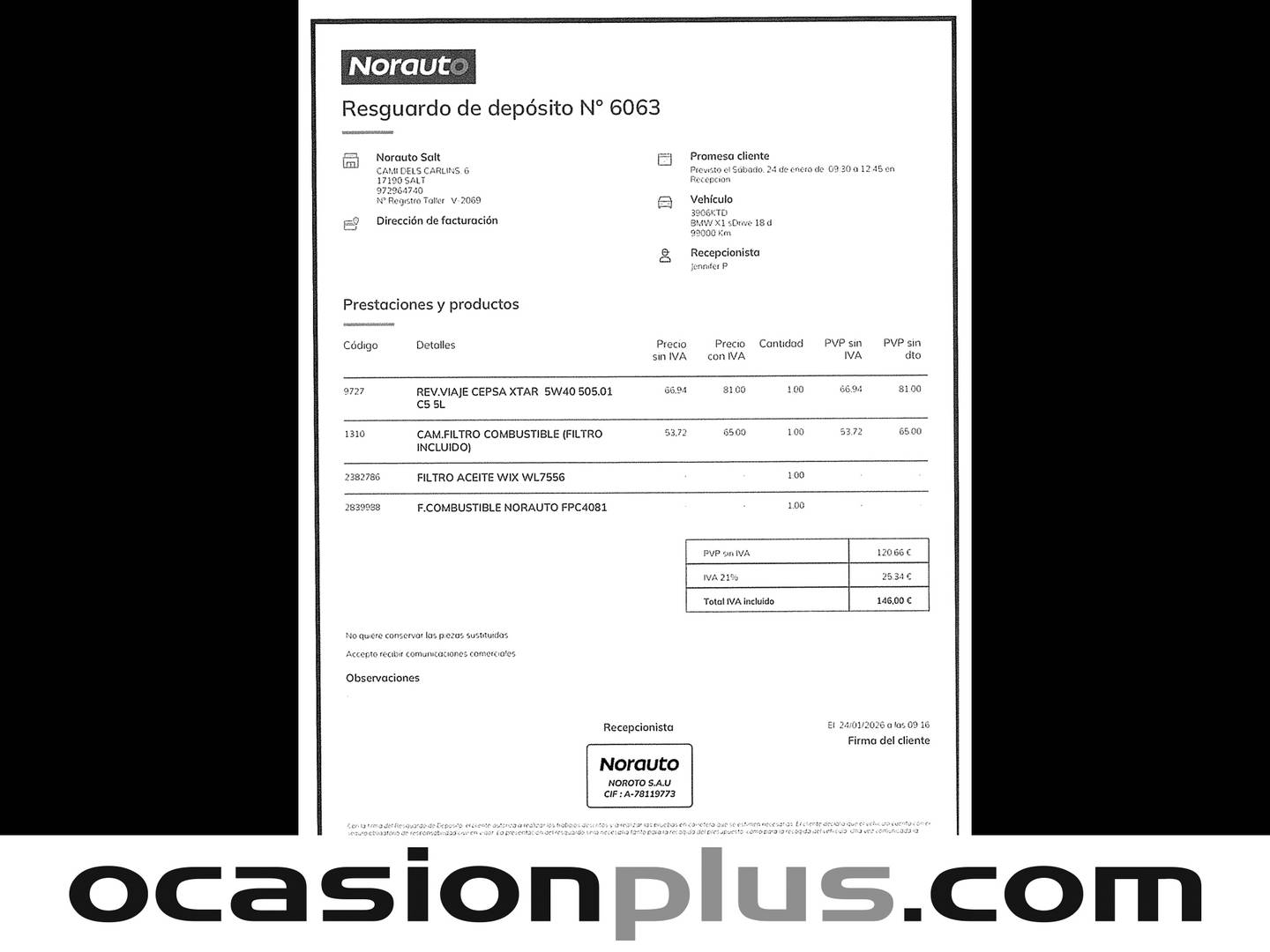 Foto del mantenimiento del BMW X1 BMW X1 sDrive18d (150 CV)