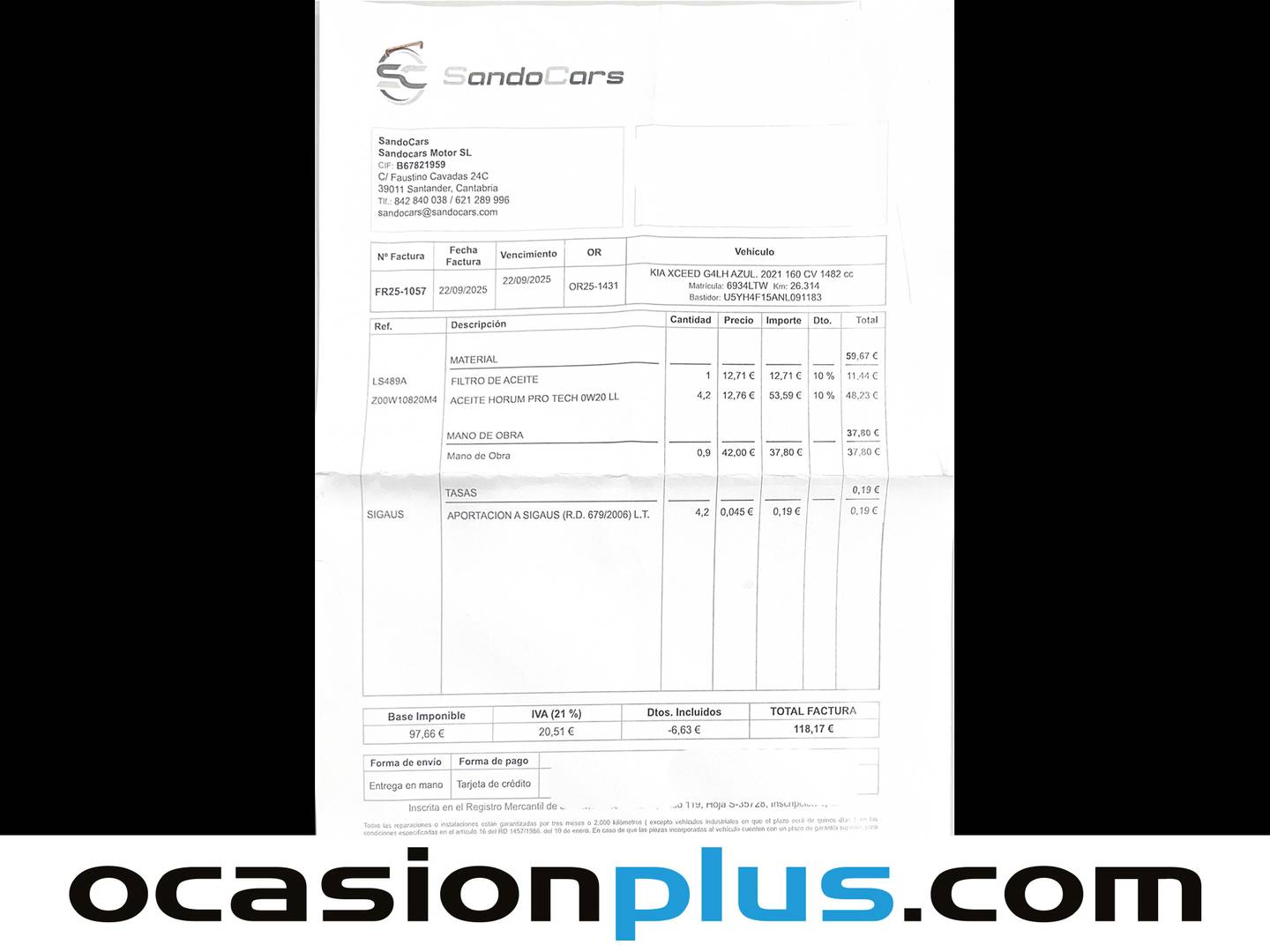 Foto del mantenimiento del KIA XCeed KIA XCeed 1.5 MHEV iMT Drive (160 CV)