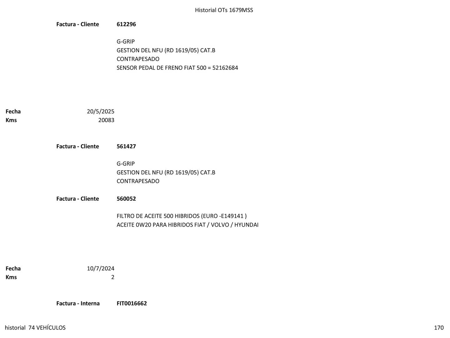 Foto del certificado del Fiat 500 Fiat 500 1.0 Hybrid Dolcevita (70 CV)