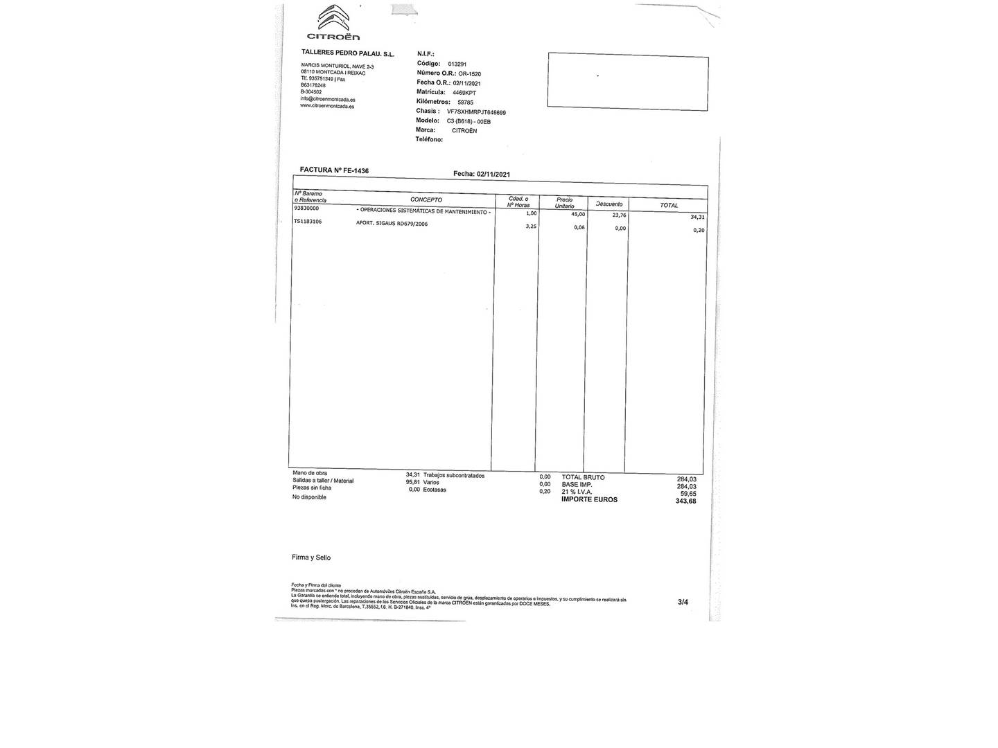 Foto del mantenimiento del Citroën C3 Citroën C3 PureTech 82 Feel (83 CV)