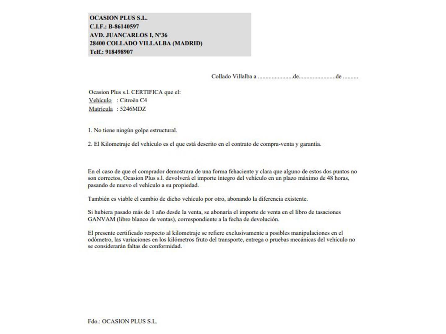 Foto del certificado del Citroën C4 Citroën C4 PureTech 130 S&S Shine (130 CV)
