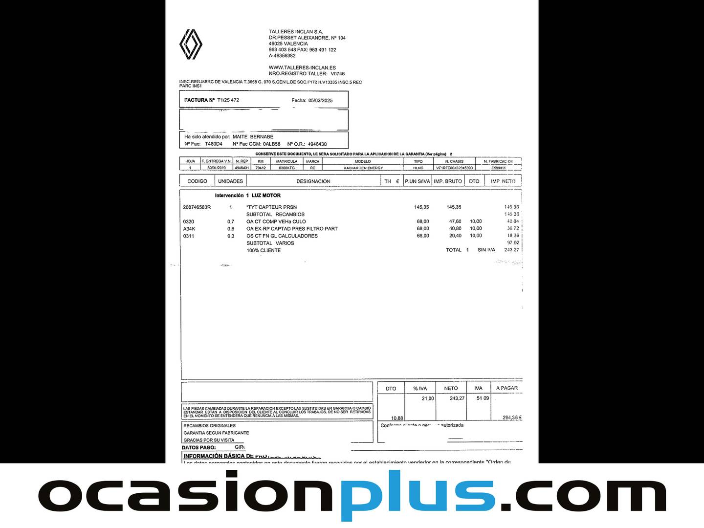 Foto del mantenimiento del Renault Kadjar Renault Kadjar Black Edition GPF TCe (160 CV) EDC