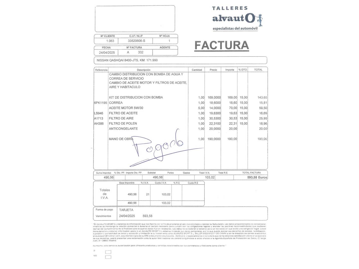 Foto del mantenimiento del Nissan QASHQAI Nissan Qashqai dCi 110 S&S Acenta 4x2 (110 CV)