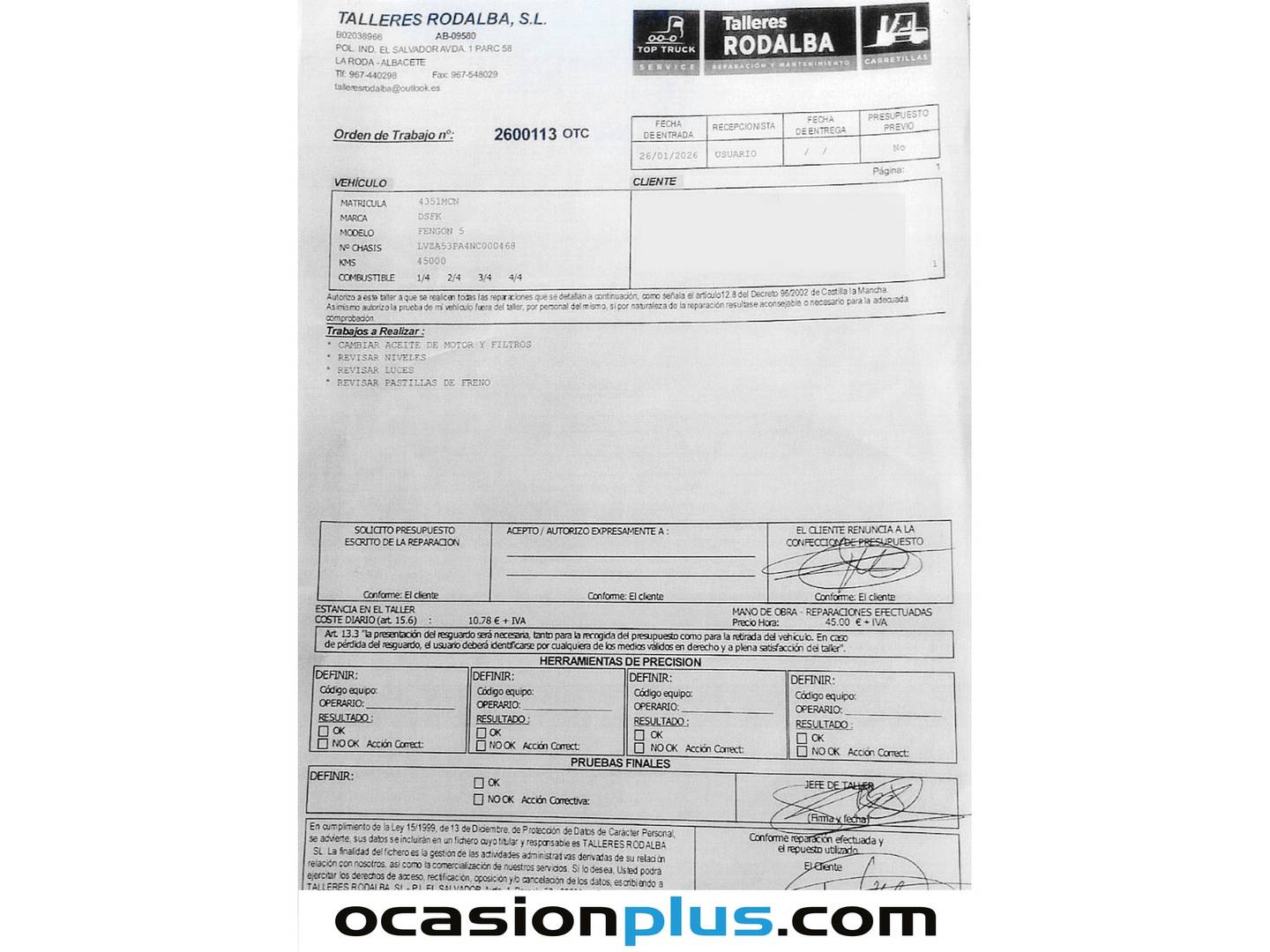 Foto del mantenimiento del DFSK Fengon 5 DFSK Fengon 5 1.5T Classic (136 CV) GLP