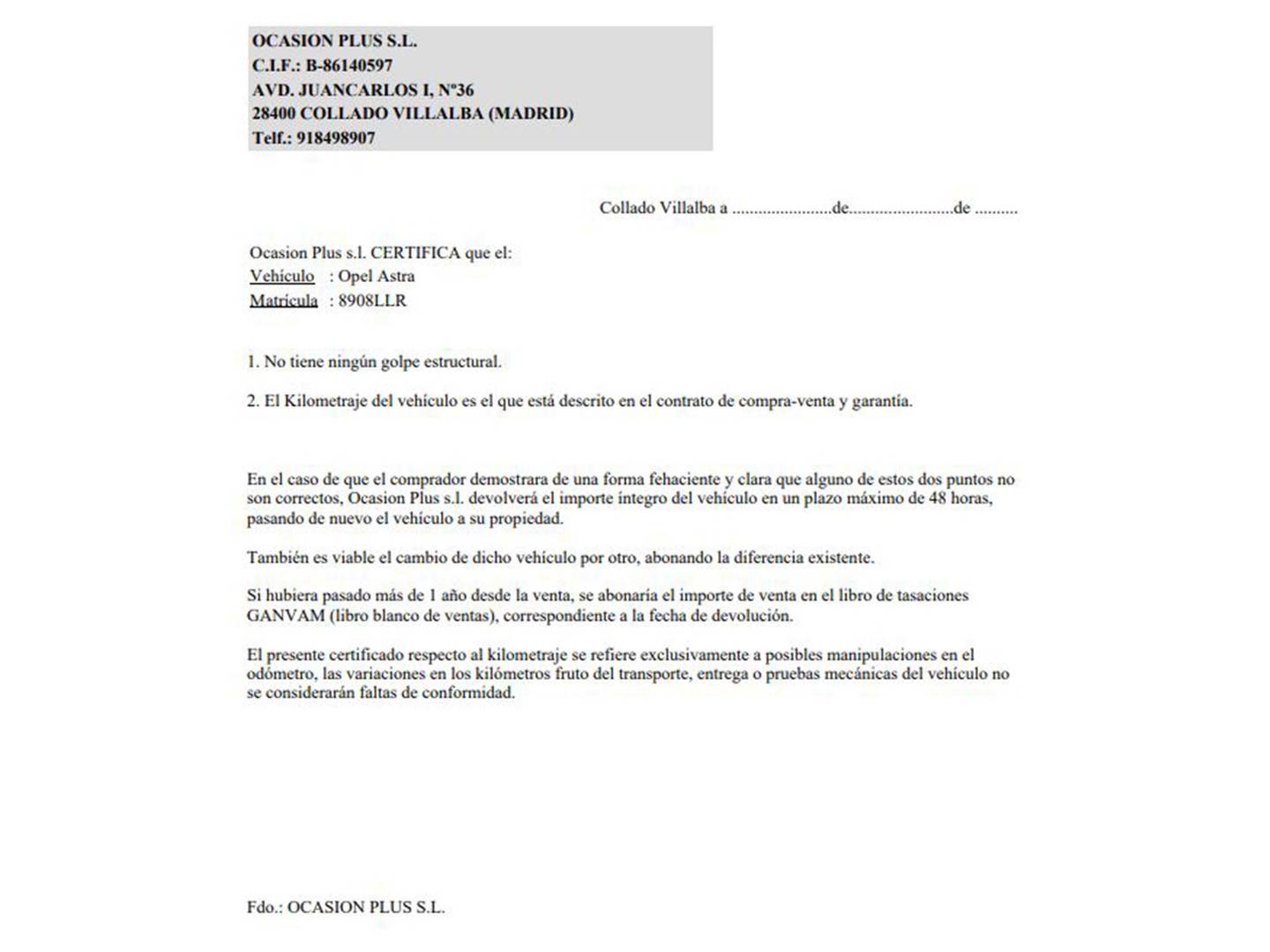 Foto del certificado del Opel Astra Opel Astra 1.4T SHT S/S Business Elegance CVT (145 CV)