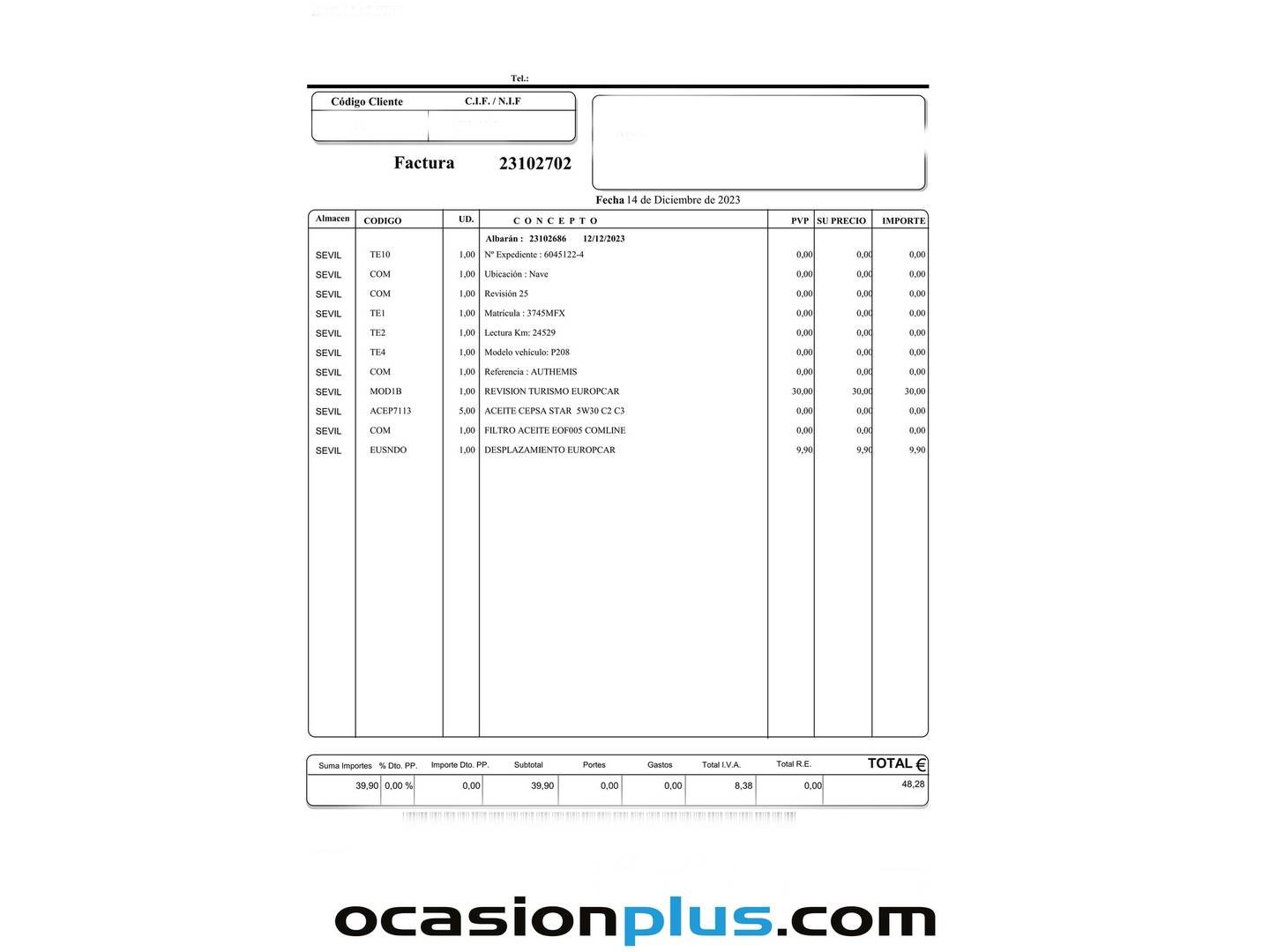 Foto del mantenimiento del Peugeot 208 Peugeot 208 PureTech 100 Active Pack (100 CV)