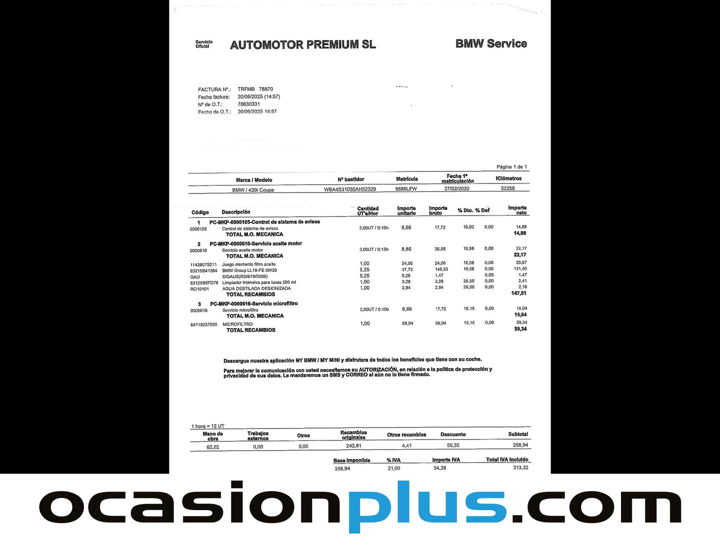 Foto del mantenimiento del BMW Serie 4 BMW Serie 4 420i Coupe (184 CV)