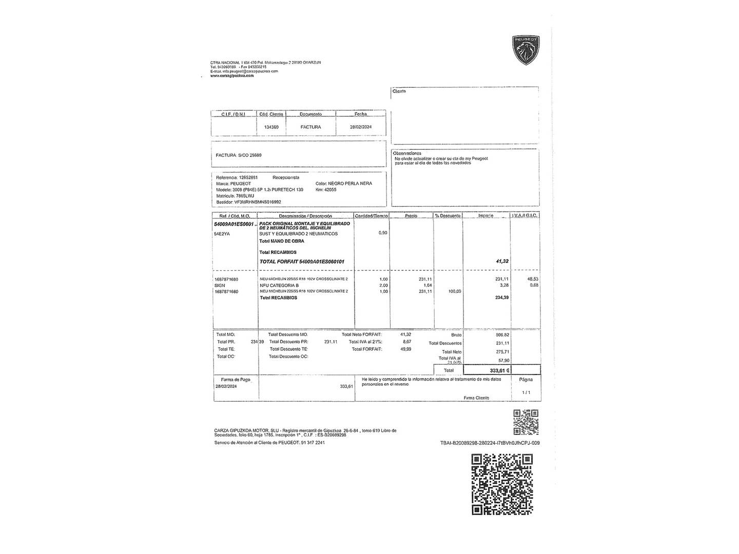 Foto del mantenimiento del Peugeot 3008 Peugeot 3008 PureTech 130 S&S Allure Pack (130 CV)