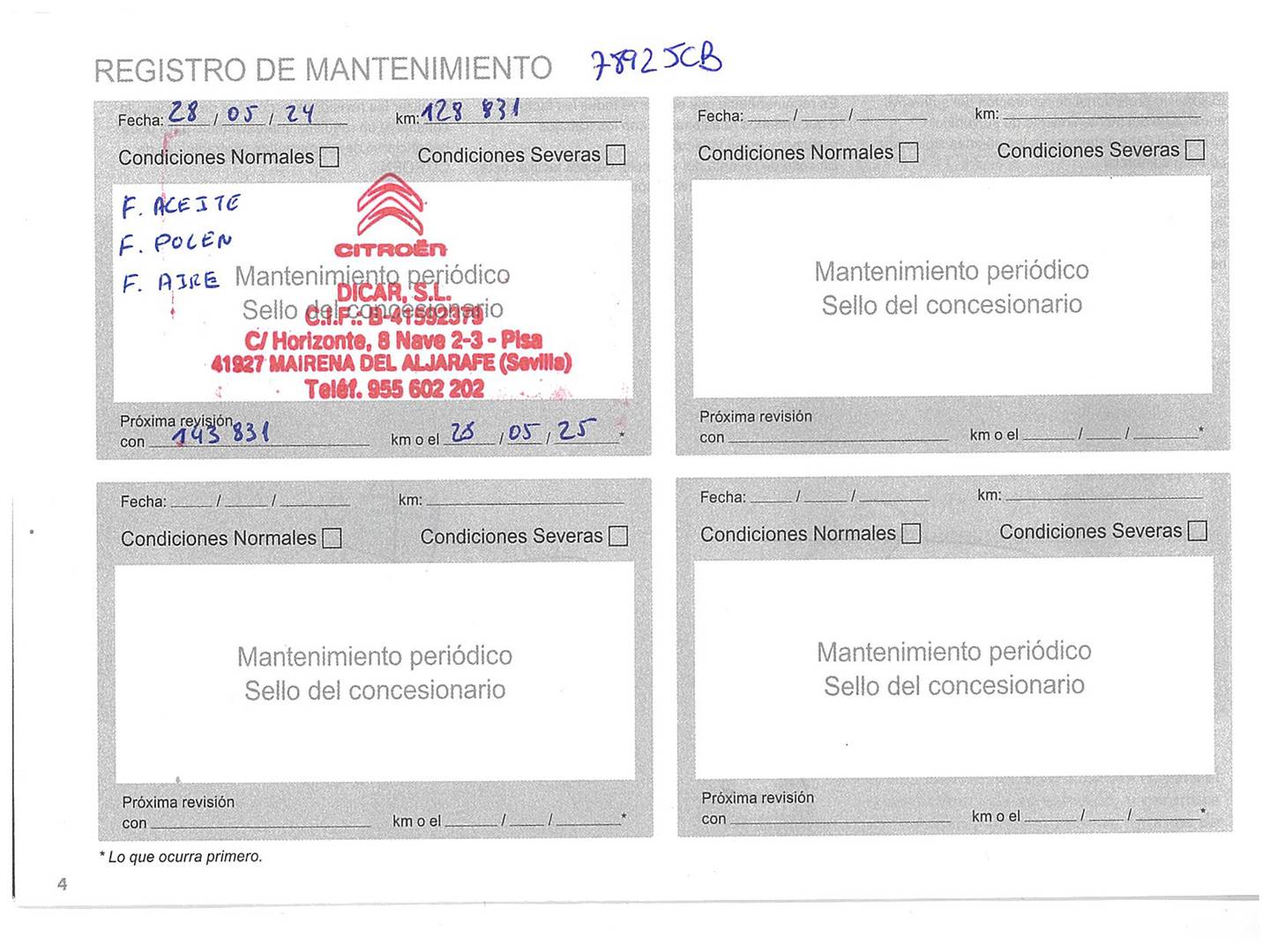 Foto del mantenimiento del Citroën Jumper Citroën Jumper Autocaravana BlueHDi 130 35 Heavy L4H3 (130 CV)