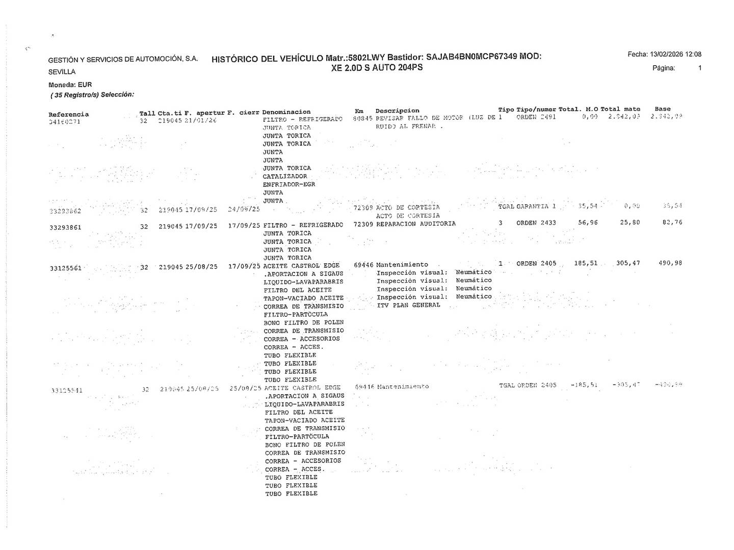 Foto del mantenimiento del Jaguar XE Jaguar XE 2.0D MHEV S RWD Auto (204 CV)