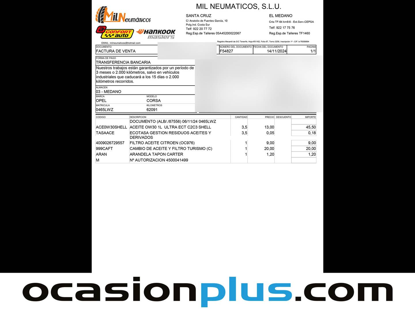 Foto del mantenimiento del Opel Corsa Opel Corsa 1.2 Turbo XHT GS-Line Auto (130 CV)