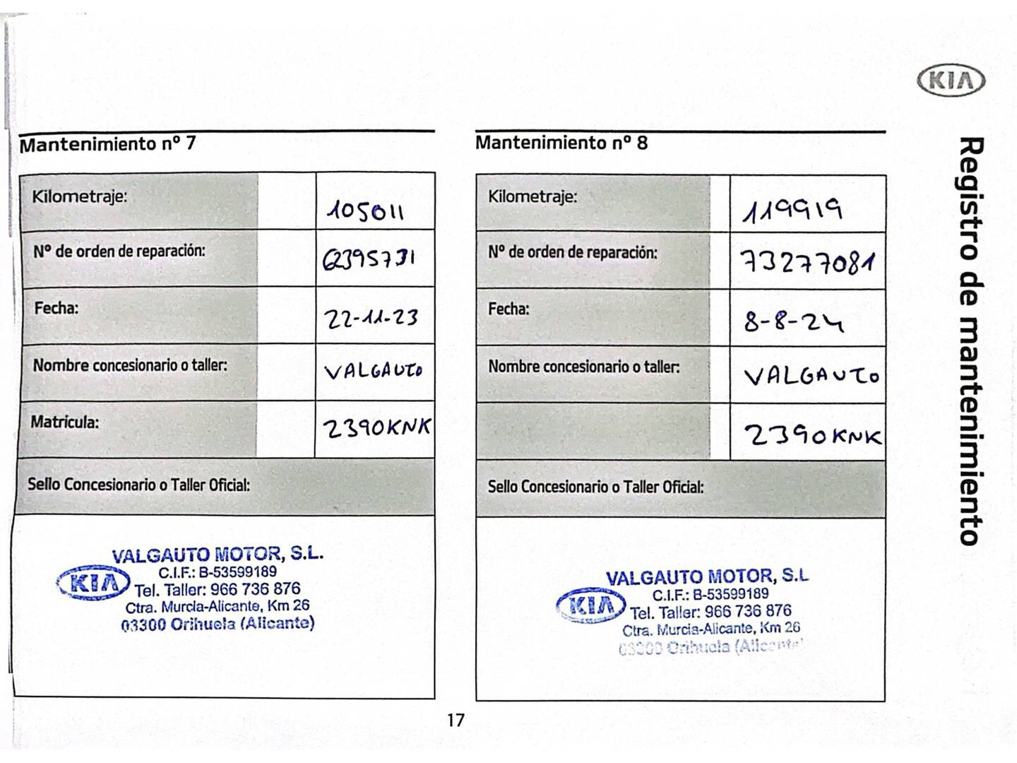 Foto del mantenimiento del KIA Sportage KIA Sportage 1.7 CRDi VGT Drive DCT Eco-Dynamics 4x2 (141 CV)