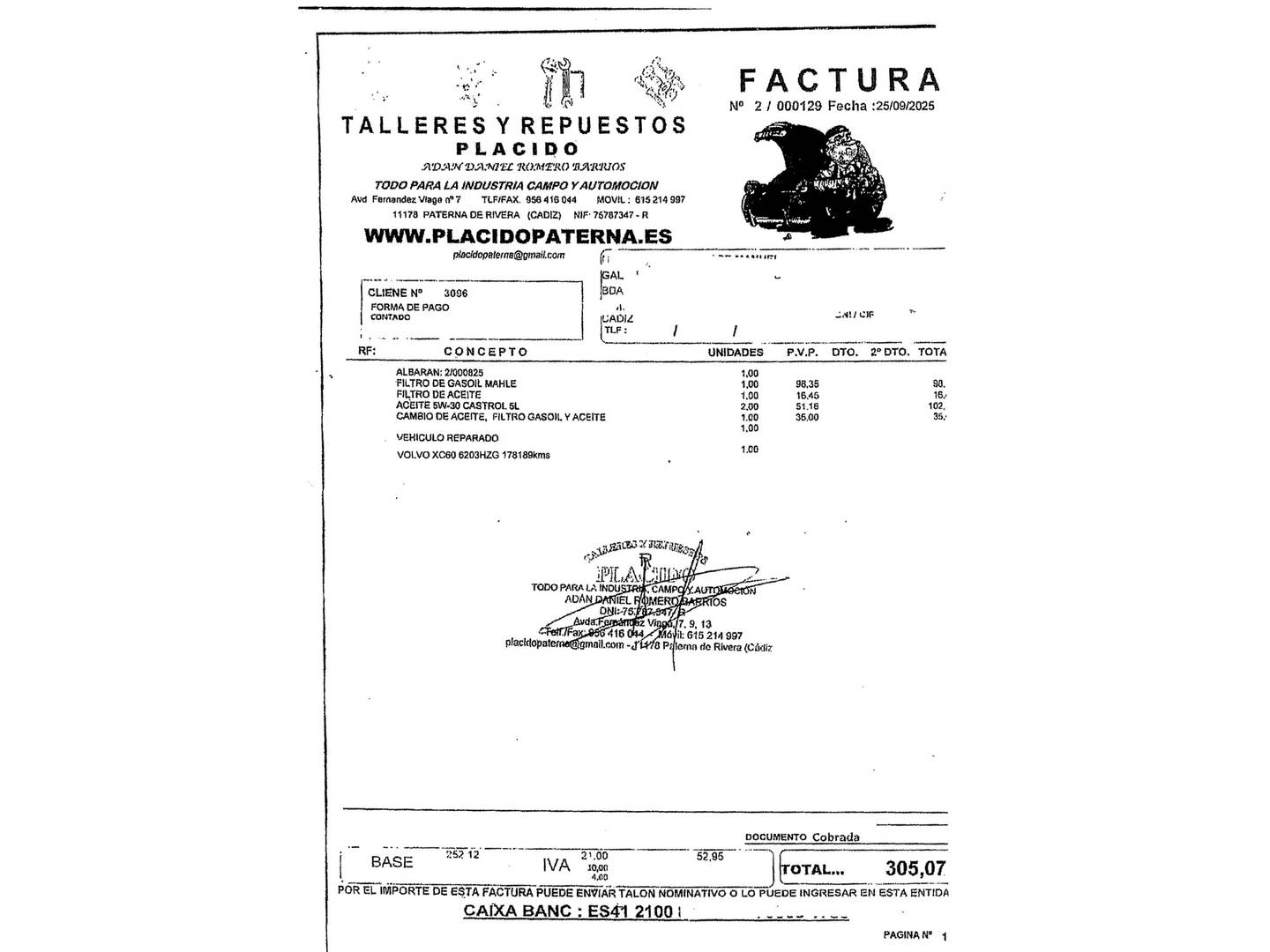 Foto del mantenimiento del Volvo XC60 Volvo XC60 D4 Momentum Auto (181 CV)