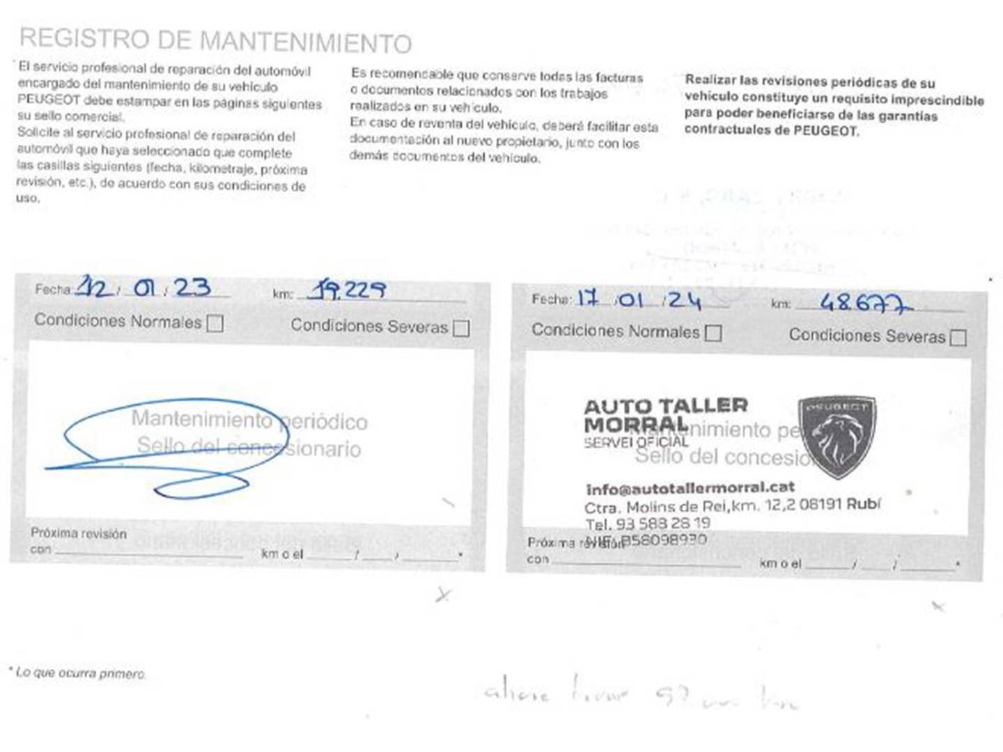 Foto del certificado del Peugeot Rifter Peugeot Rifter BlueHDi 130 S&S Allure Business Standard (130 CV)