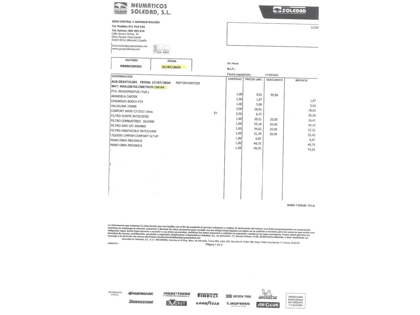 Foto del mantenimiento del Citroën Jumpy Citroën Jumpy Furgon BlueHDi 115 Talla M Confort (115 CV)