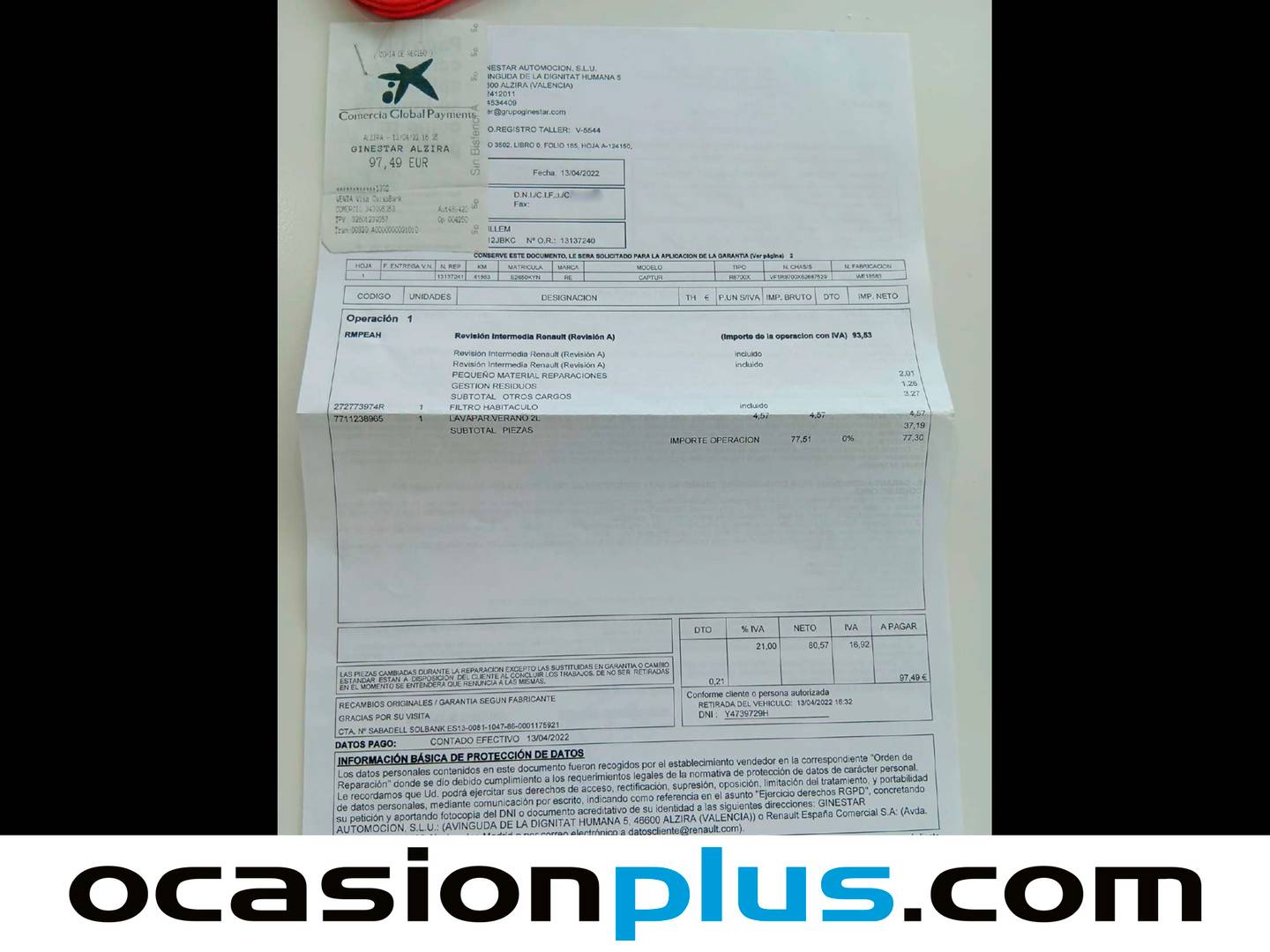 Foto del mantenimiento del Renault Captur Renault Captur S-Edition TCe GPF (150 CV)