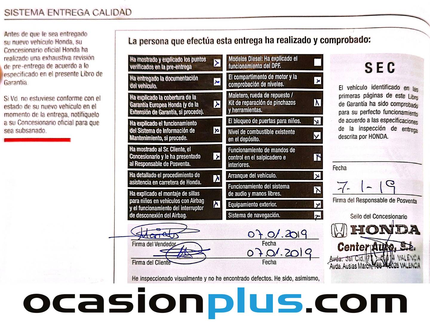 Foto del mantenimiento del Honda Civic Honda Civic 1.0 I-VTEC TURBO Elegance Navi (129 CV)