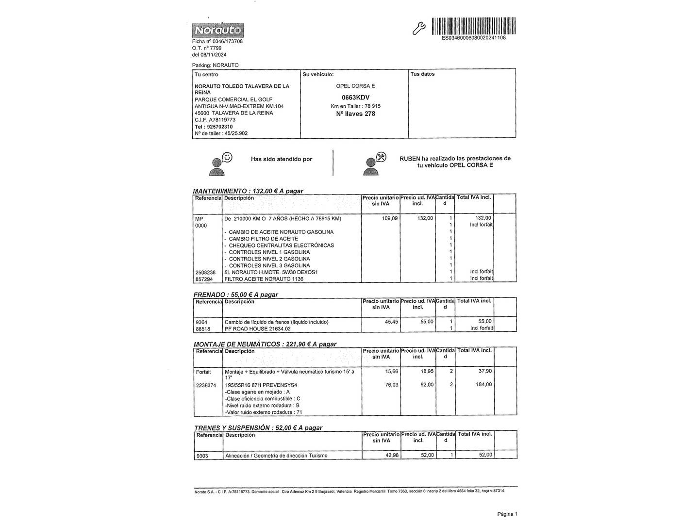 Foto del mantenimiento del Opel Corsa Opel Corsa 1.4 Color Edition (90 CV)