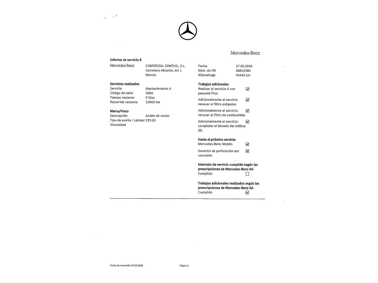Foto del mantenimiento del Mercedes Clase C Mercedes Clase C Coupe 220 d (170 CV) Pack AMG