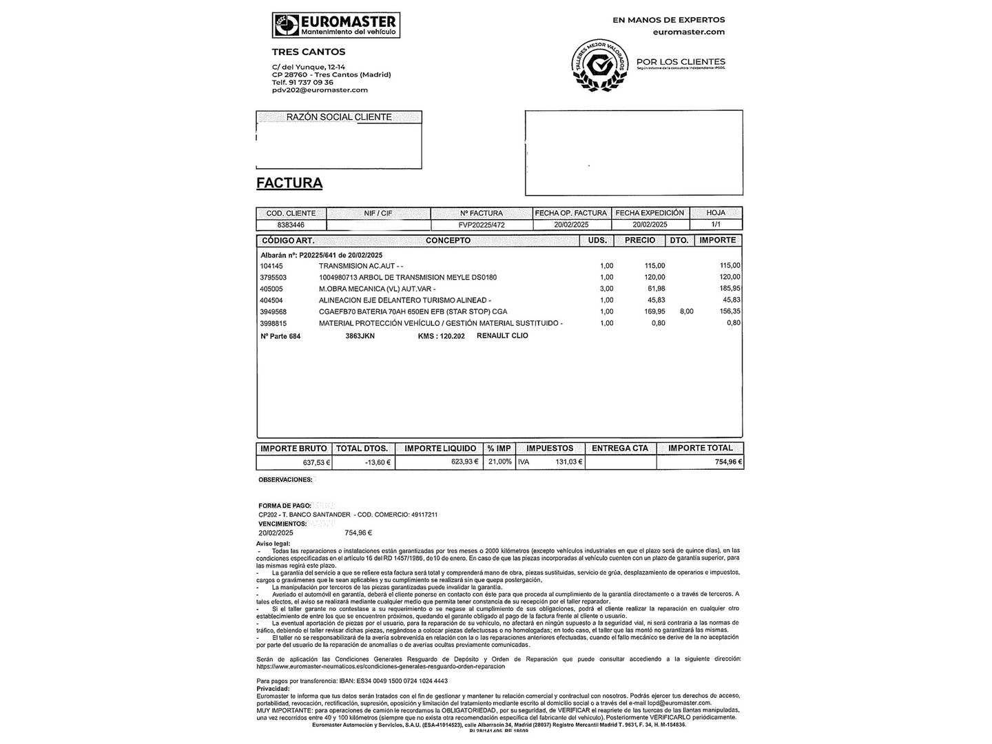 Foto del mantenimiento del Renault Clio Renault Clio dCi 90 Dynamique Energy S&S eco2 (90 CV)