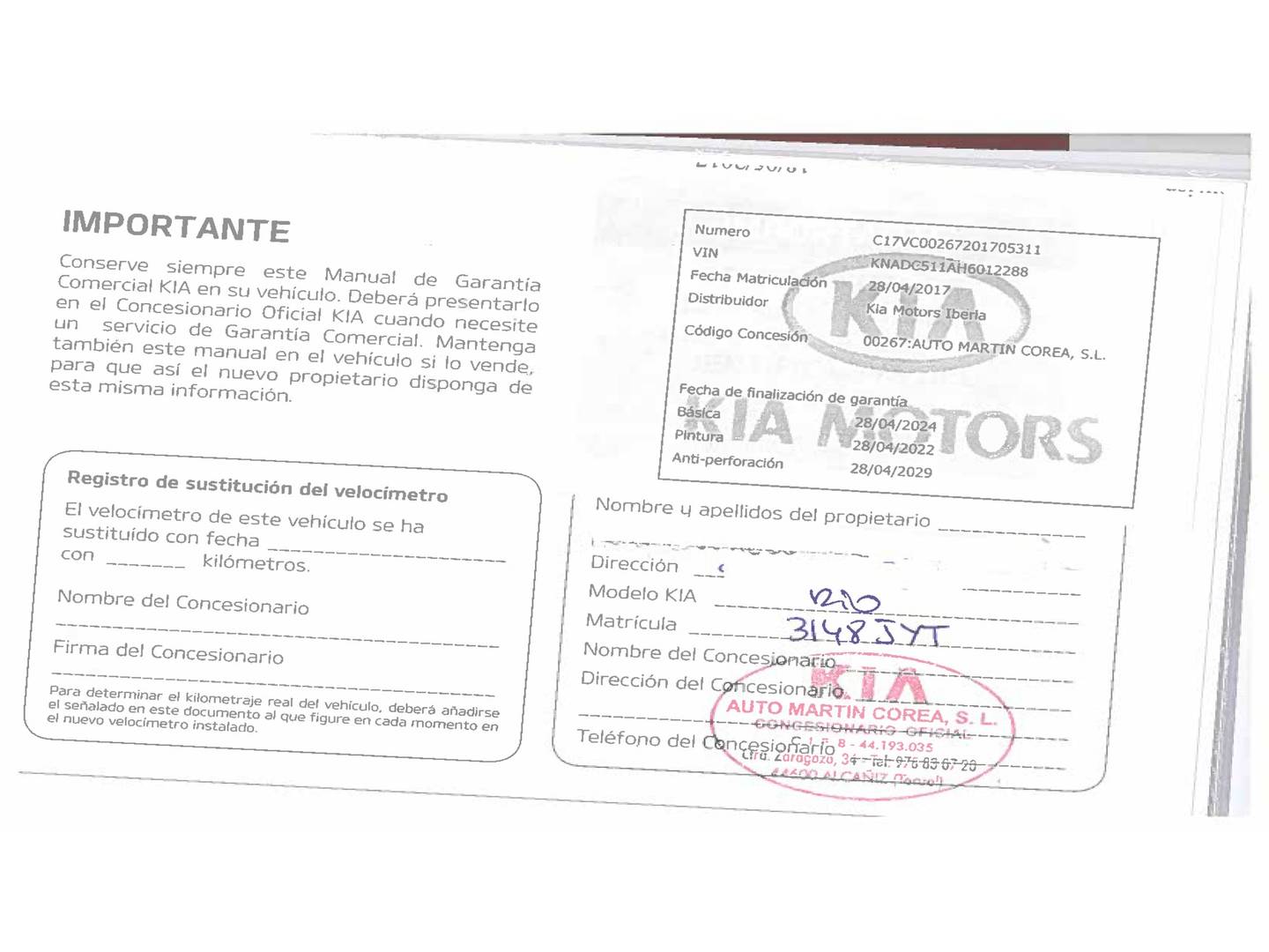 Foto del mantenimiento del KIA Rio KIA Rio 1.0 T-GDi Drive (100 CV)