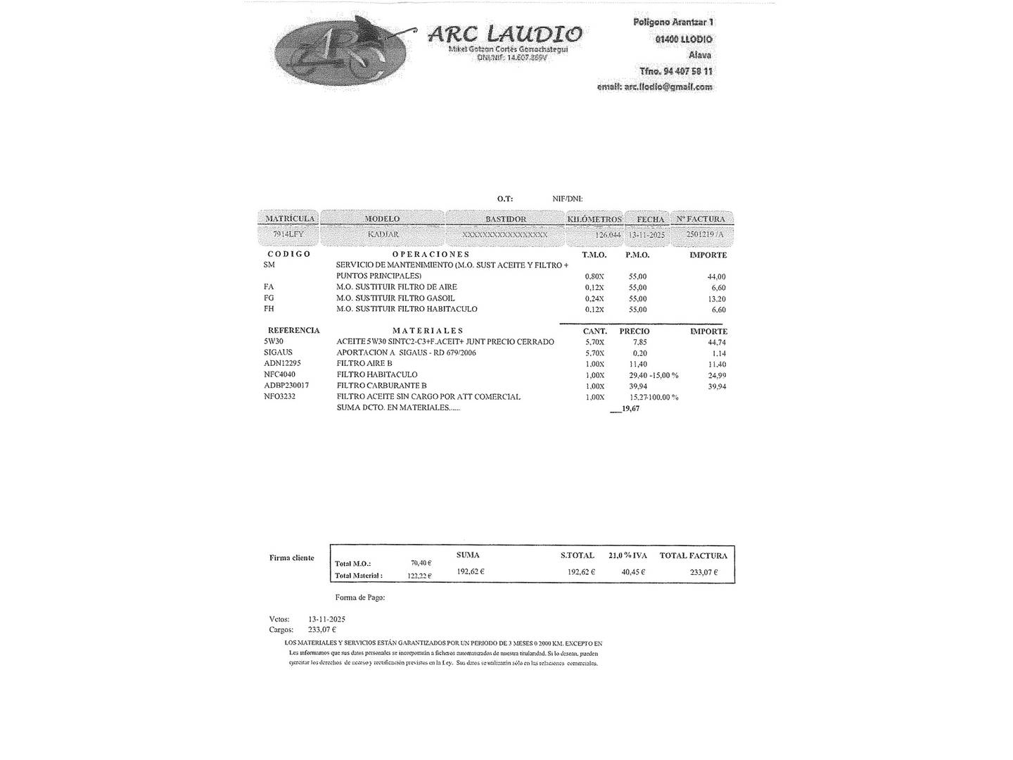 Foto del mantenimiento del Renault Kadjar Renault Kadjar Zen Blue dCi (115 CV) EDC