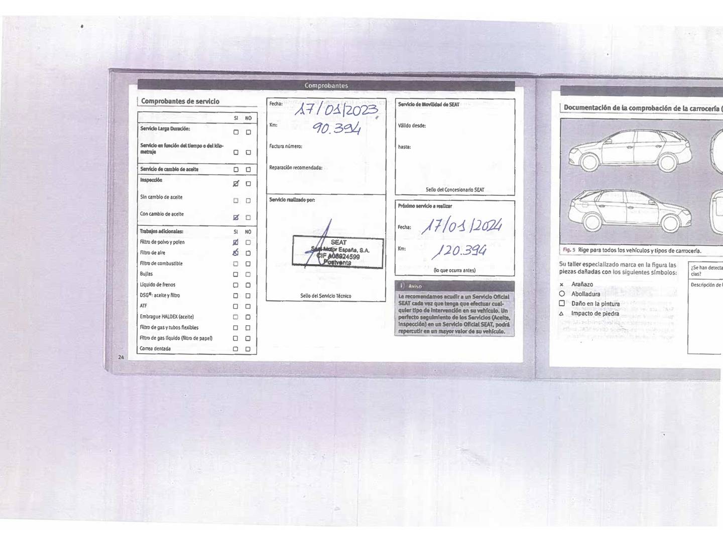 Foto del mantenimiento del Seat León Seat León ST 1.6 TDI S&S Style Plus DSG7 (115 CV)