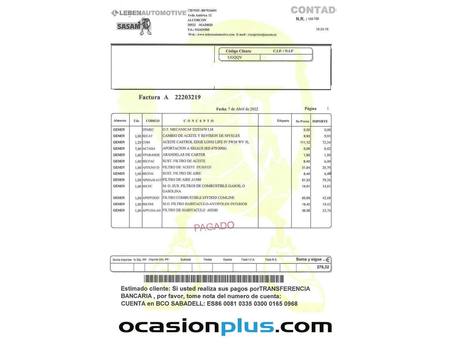 Foto del mantenimiento del BMW X5 BMW X5 xDrive30d (258 CV) 7 Plazas