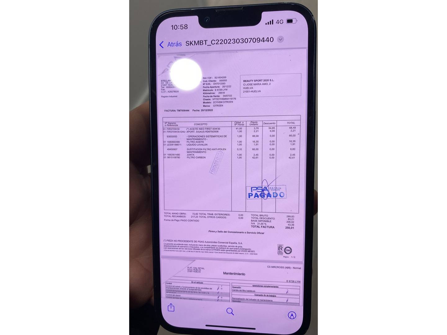 Foto del mantenimiento del Citroën C3 Aircross Citroen C3 Aircross BlueHDi 110 S&S Shine (110 CV)