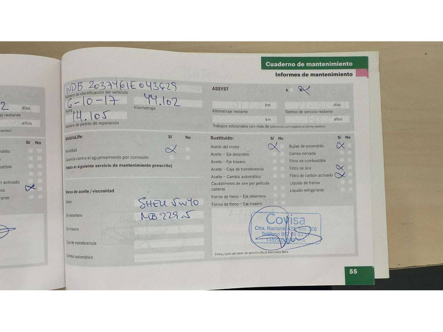Foto del mantenimiento del Mercedes Clase CLC Mercedes Clase CLC Clase CLC CLC 180 K (143 CV)