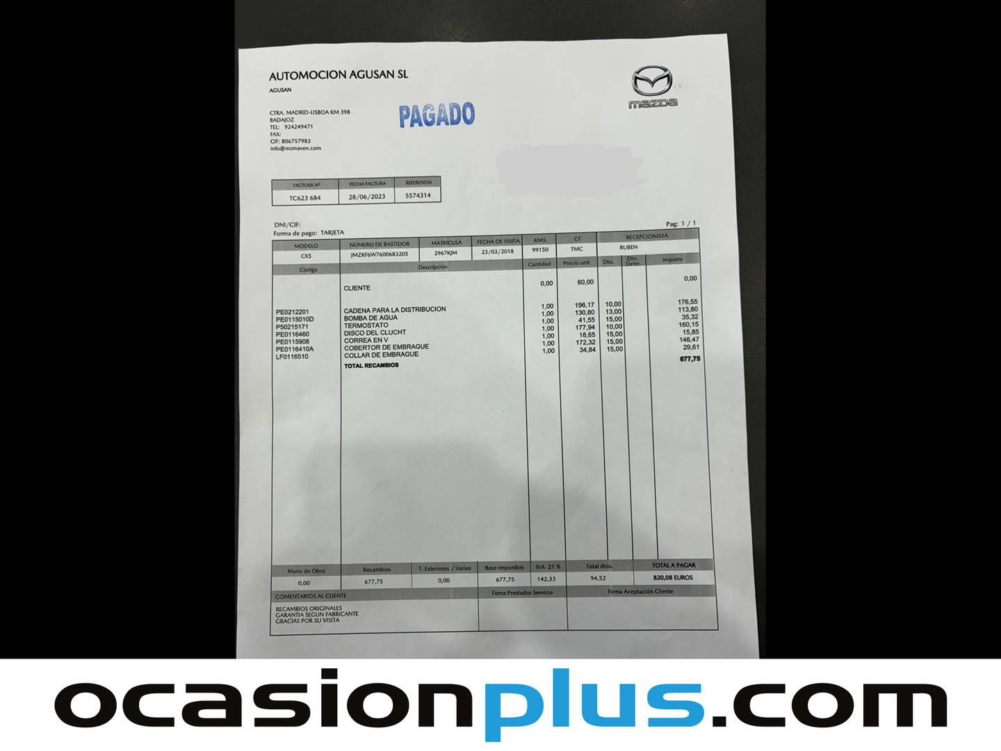 Foto del mantenimiento del Mazda CX-5 Mazda CX-5 2.0 GE Zenith 2WD (165 CV)