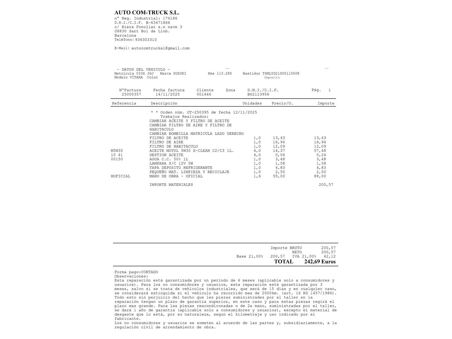 Foto del mantenimiento del Suzuki Vitara Suzuki Vitara 1.6 VVT GLE (120 CV)