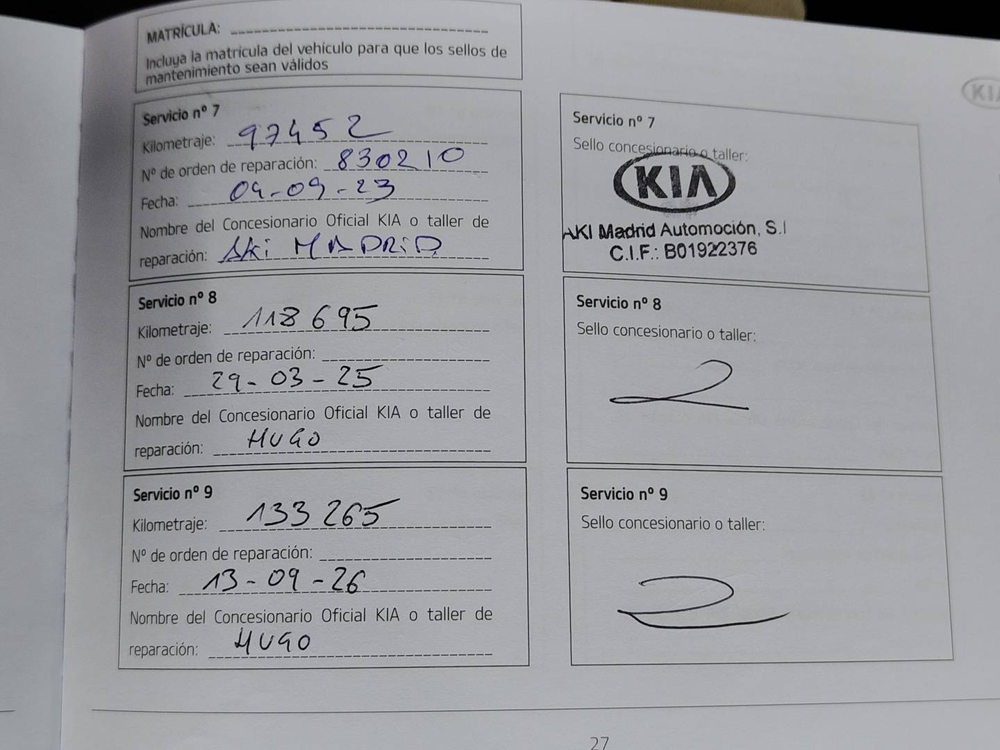 Foto del mantenimiento del KIA Niro KIA Niro 1.6 GDi HEV Híbrido Drive (141 CV)