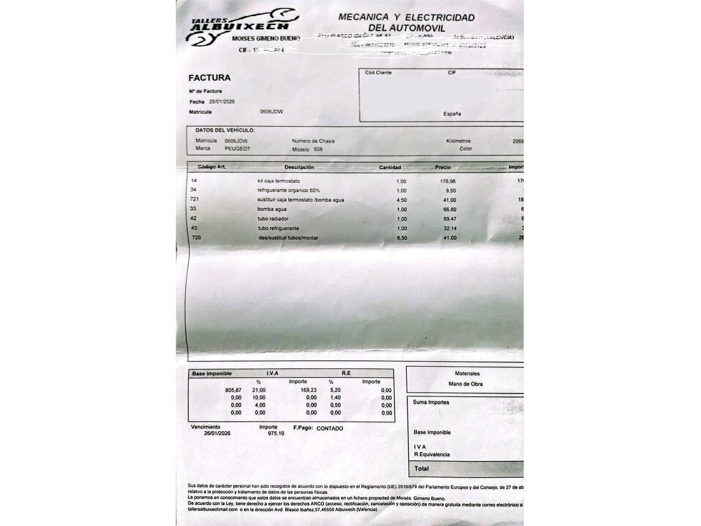 Foto del mantenimiento del Peugeot 5008 Peugeot 5008 1.6 VTi Access (120 CV)