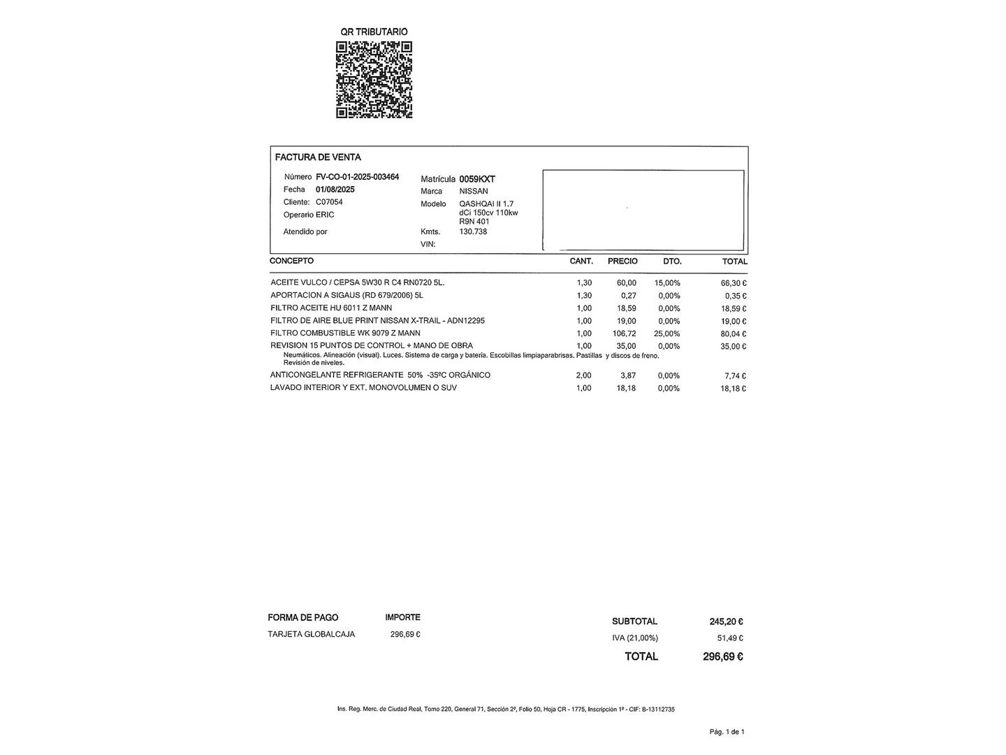 Foto del mantenimiento del Nissan QASHQAI Nissan Qashqai dCi 150 Acenta 4x2 (150 CV)