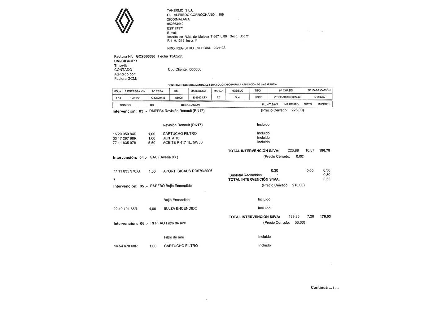 Foto del mantenimiento del Renault Grand Scénic Renault Grand Scenic Zen TCe (140 CV) EDC GPF 7 Plazas