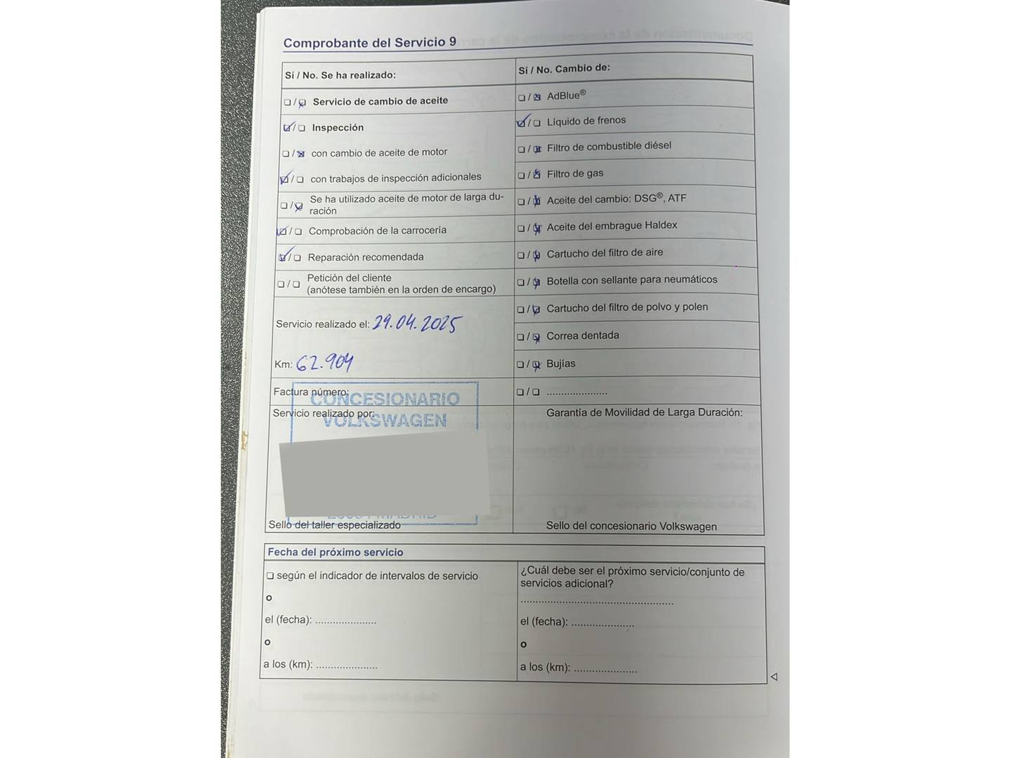 Foto del mantenimiento del Volkswagen Polo Volkswagen Polo 1.2 Advance Tech&Sound (60 CV)