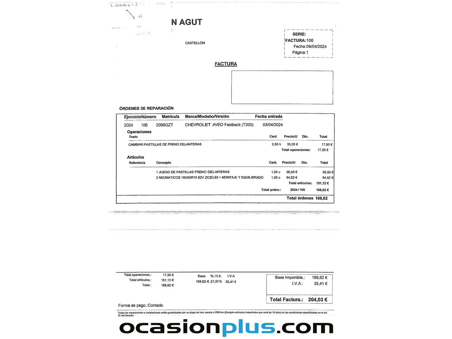 Foto del mantenimiento del Chevrolet Aveo Chevrolet Aveo 1.4 16v LS  (101 CV)