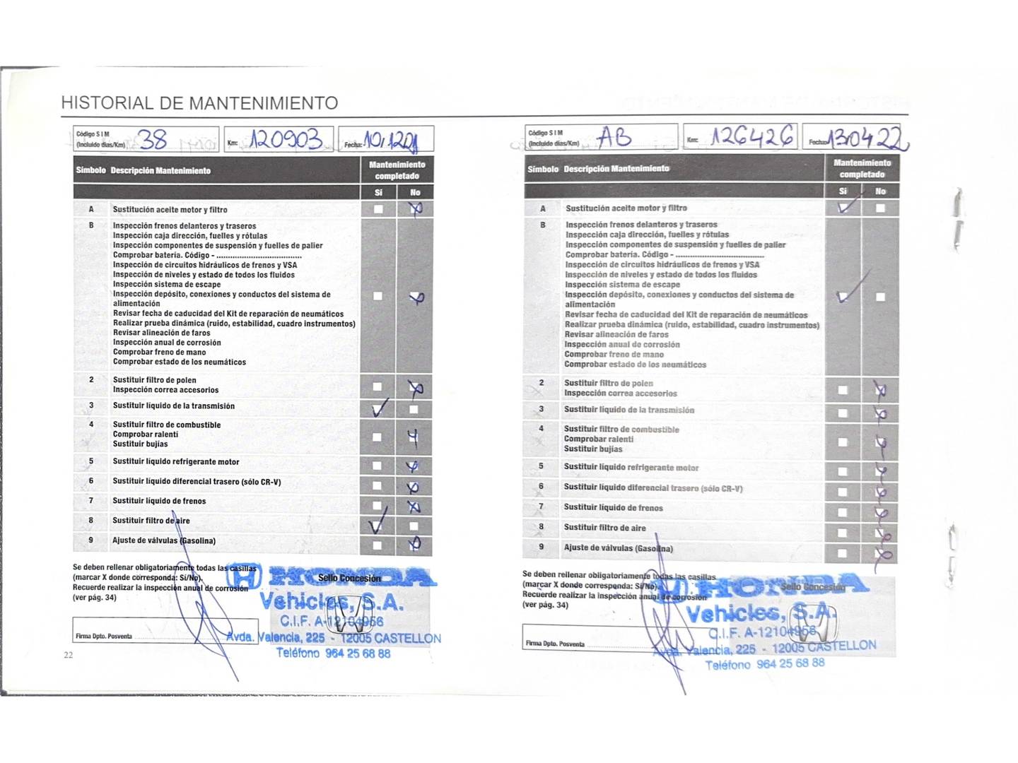 Foto del mantenimiento del Honda CR-V Honda CR-V 1.6 i-DTEC Elegance 4x2 (120 CV)