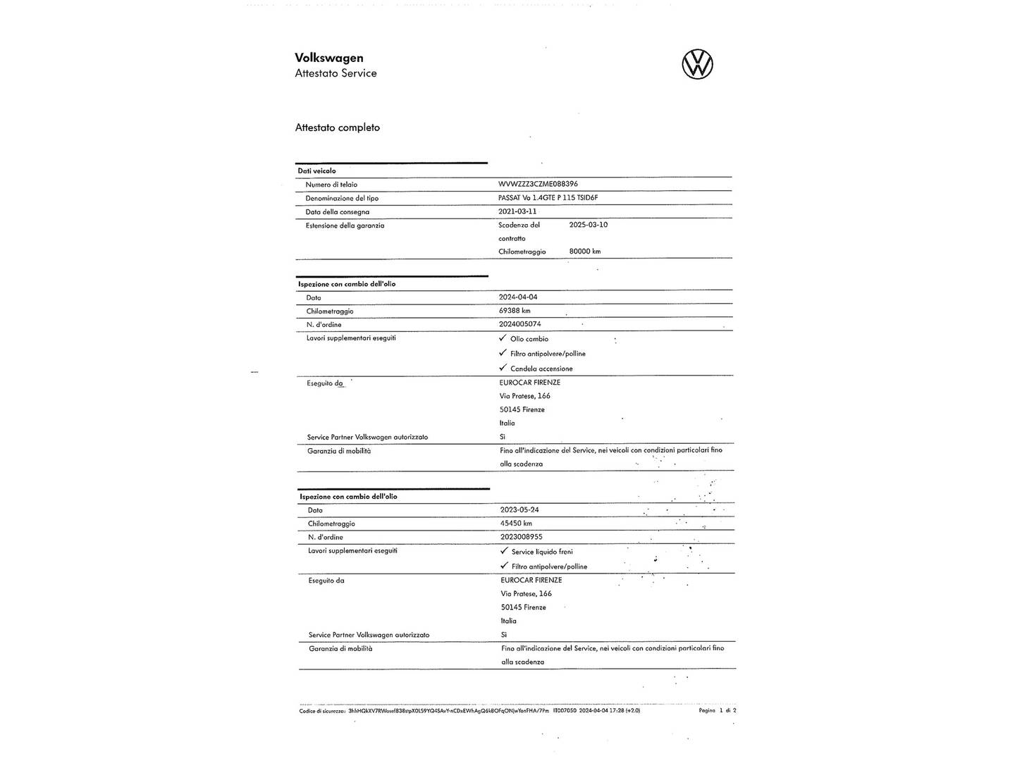 Foto del mantenimiento del Volkswagen Passat Volkswagen Passat Variant GTE 1.4 TSI e-Power (218 CV) DSG