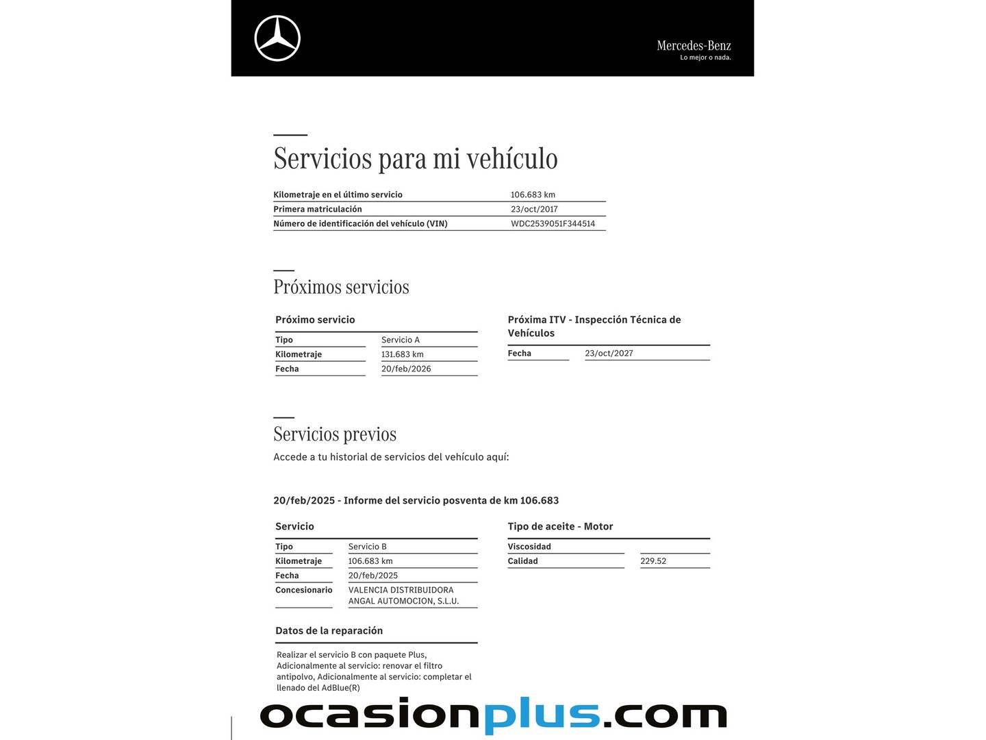 Foto del mantenimiento del Mercedes Clase GLC Mercedes GLC 220 d 4Matic (170 CV)