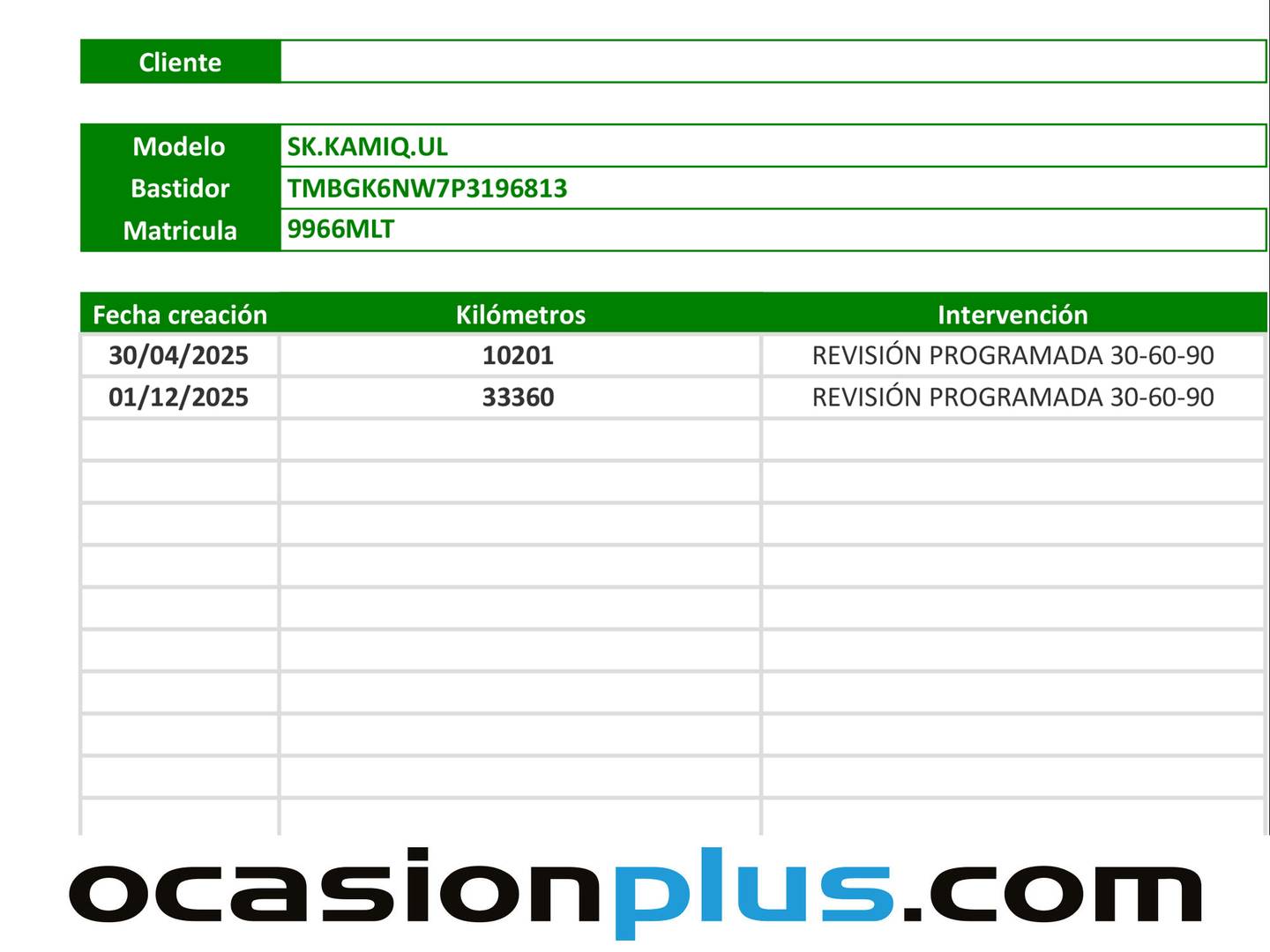 Foto del mantenimiento del Skoda Kamiq Skoda Kamiq 1.5 TSI Ambition (150 CV)
