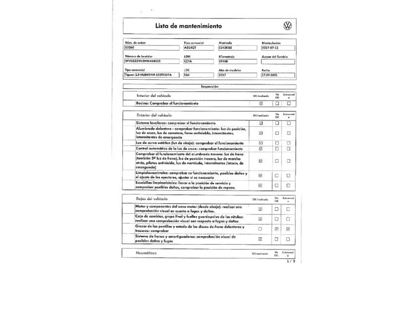 Foto del mantenimiento del Volkswagen Tiguan Volkswagen Tiguan Sport 2.0 TSI 4Motion (180 CV) DSG