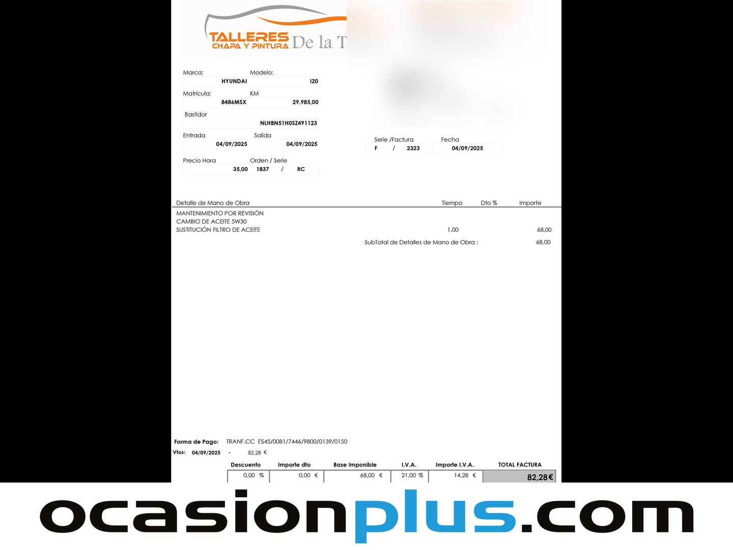 Foto del mantenimiento del Hyundai i20 Hyundai i20 1.2 MPI N Line (79 CV)