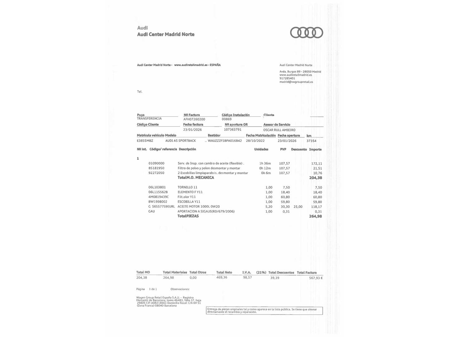 Audi A5 Audi A5 Sportback Advanced 35 TFSI (150 CV) S tronic de segunda mano