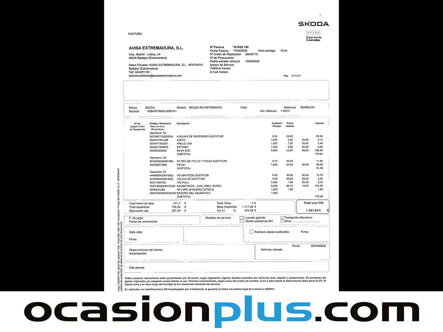 Foto del mantenimiento del Skoda Octavia Skoda Octavia 1.5 TSI Ambition (150 CV)