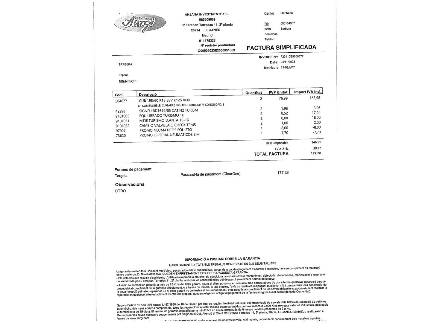 Foto del mantenimiento del Ford Tourneo Courier Ford Tourneo Courier 1.5 TDCi Ambiente (75 CV)